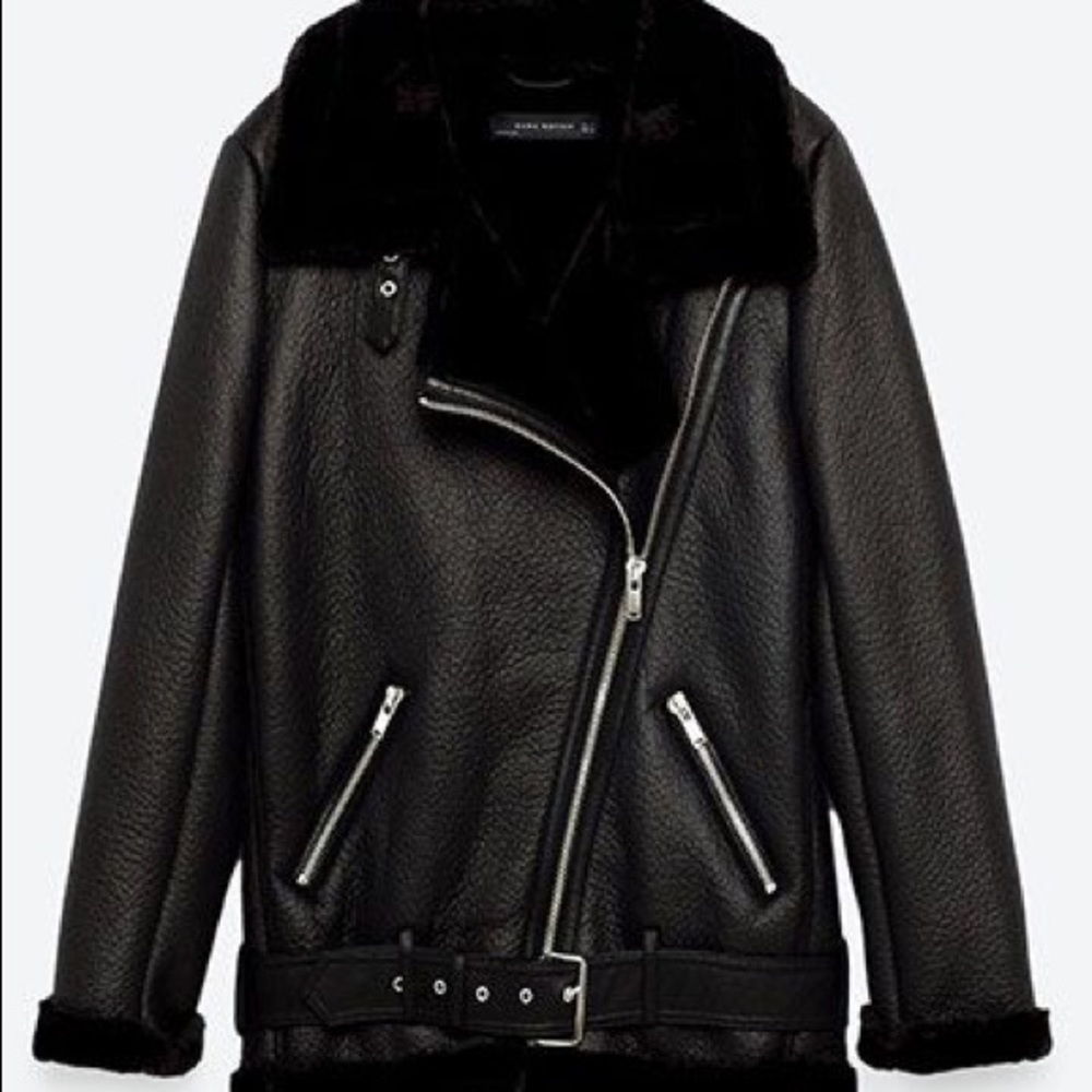 Zara Faux Shearling Aviator Jacket